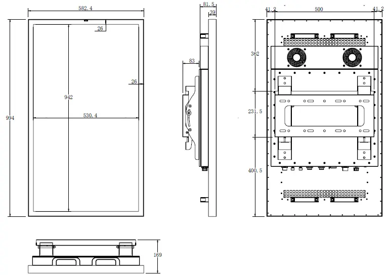 デジタルサイネージ 屋外壁掛 K6H-43-30 43インチ(高輝度3000cdモデル