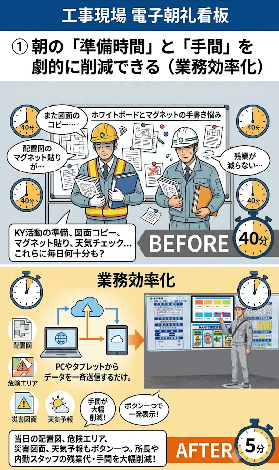 朝の「準備時間」と「手間」を劇的に削減できる(業務効率化)