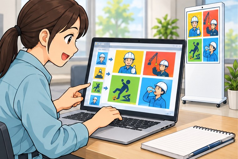 パソコンから配信内容を更新する担当者